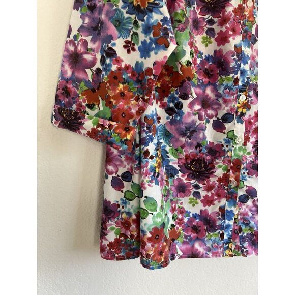 Roamans Vintage Button Up Womens Blouse Plus Size 22W Pink Purple Floral Print - Picture 8 of 10